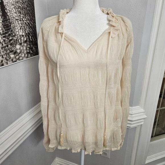 Free the Roses Tops - Free the Roses Sheer Ruffled Blouse